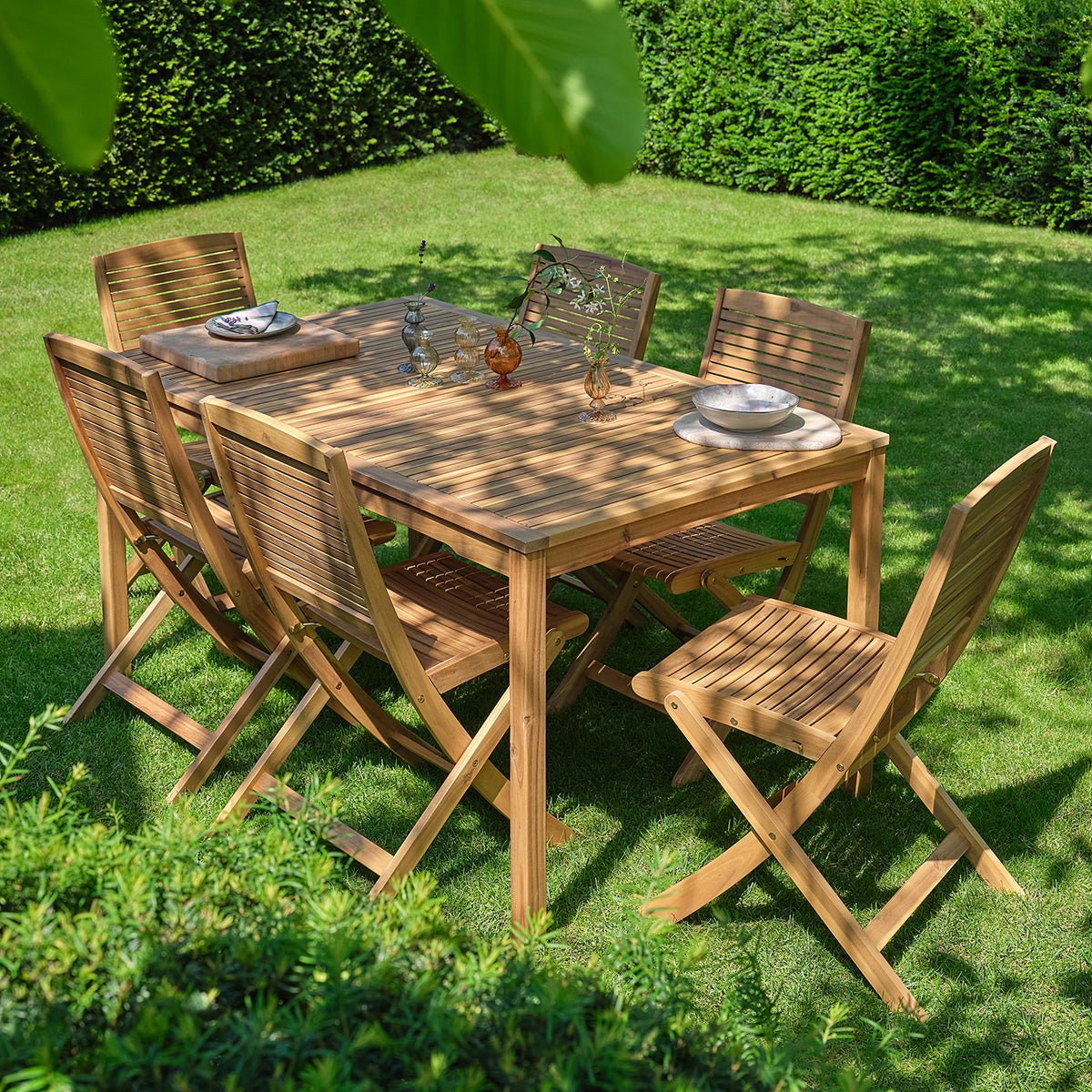 Salon de jardin en acacia 6 personnes MILOS naturel, BERAH GETAH