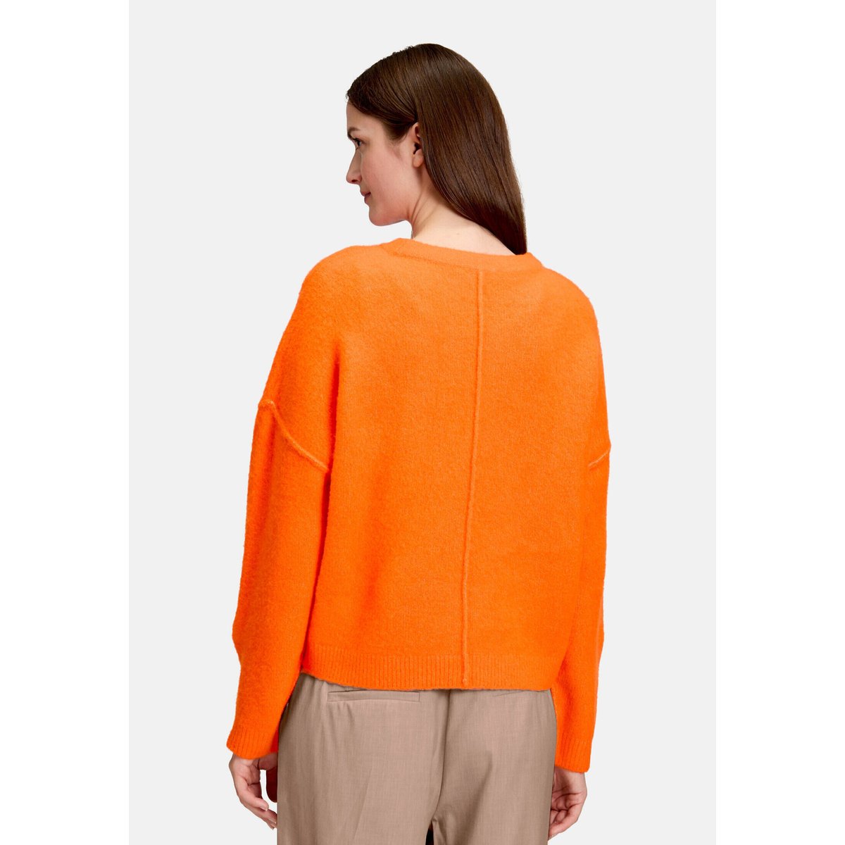 Pull-over en maille à encolure ronde neon orange, BETTY & CO