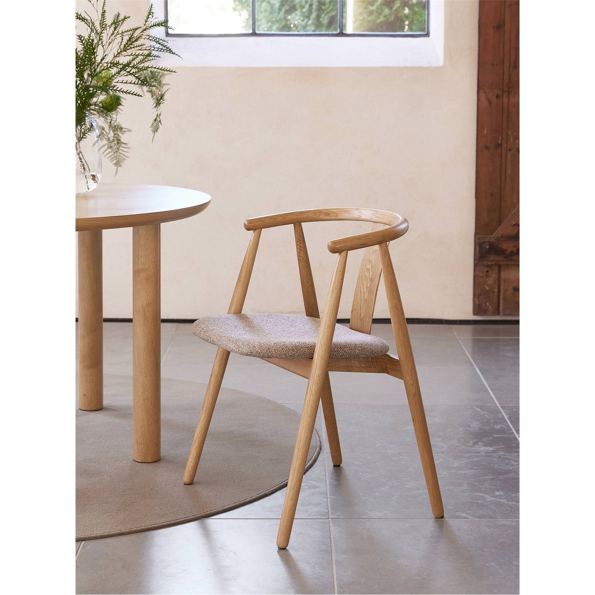 Chaise bois assise tapissée collection DABASSO noir et brun, RECOLLECTION