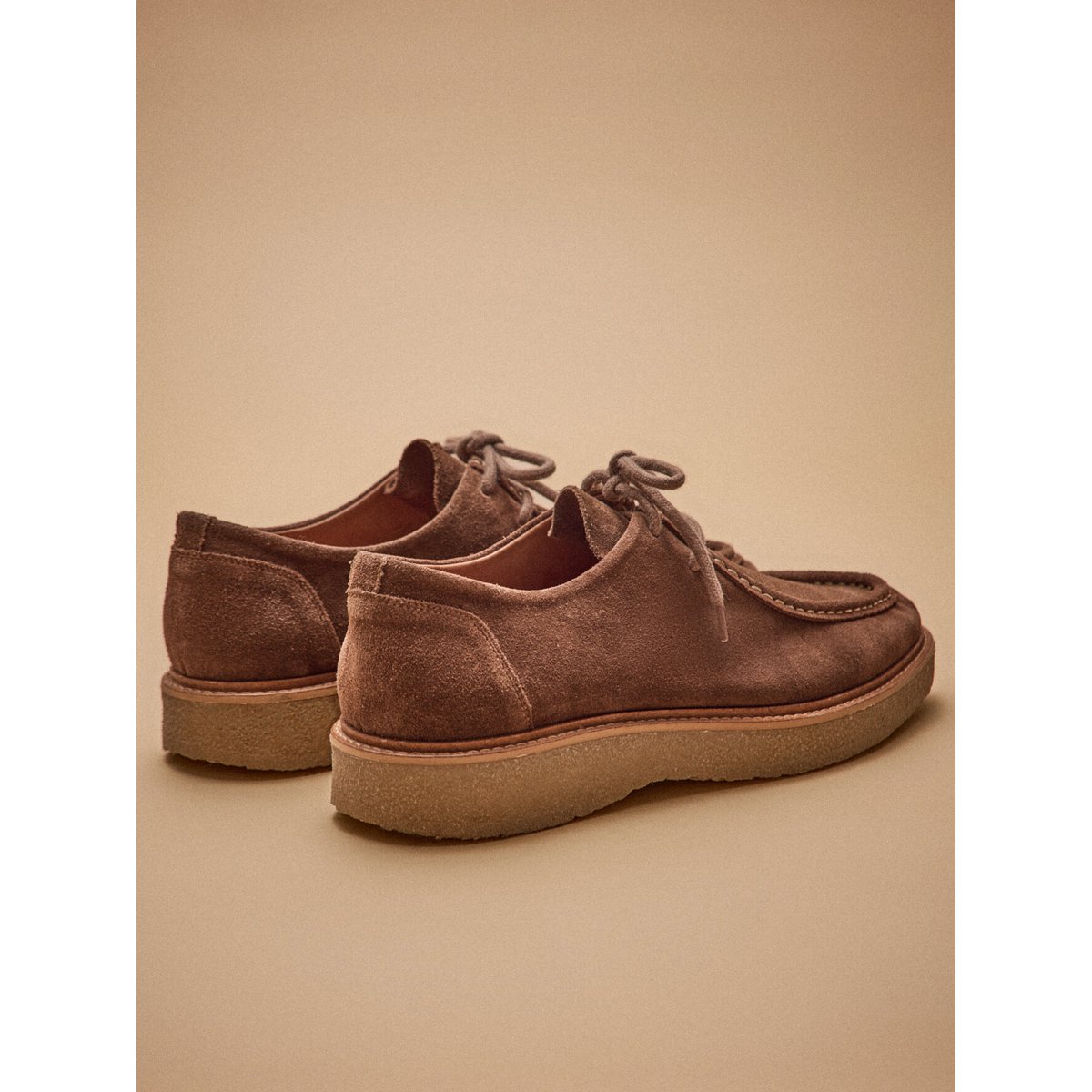 Derbies lacets croûte de cuir marron, CYRILLUS