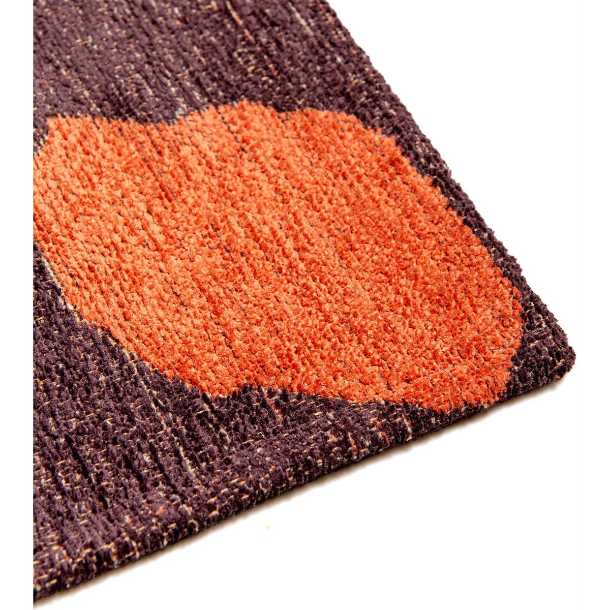 Tapis intérieur extérieur jacquard, LOU marron chocolat et orange brique, RECOLLECTION