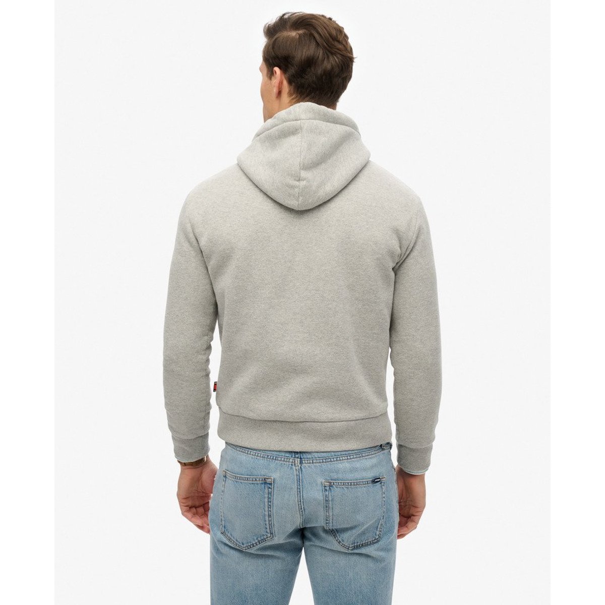 Sweat à capuche Core Logo gris chiné, SUPERDRY