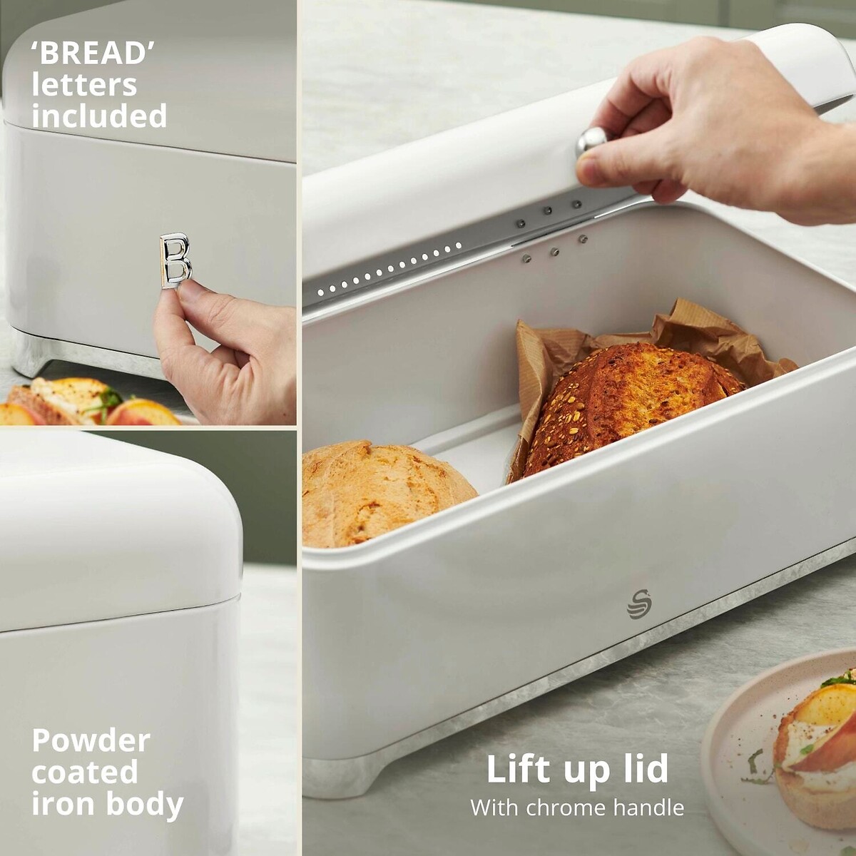 Solace Bread Bin white, SWAN