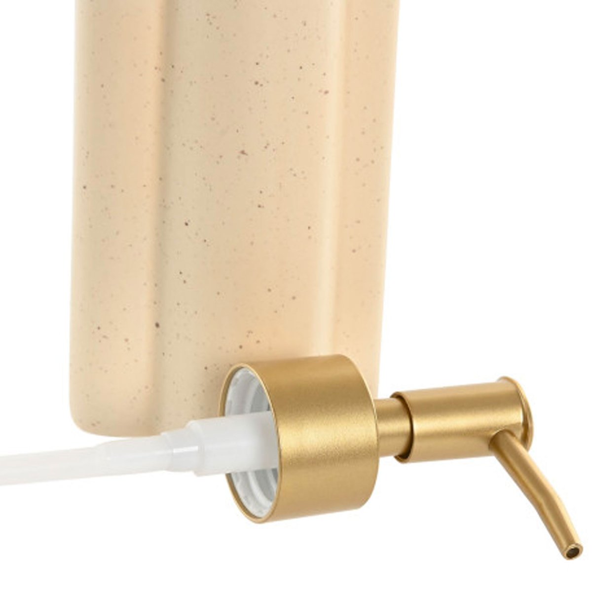 Distributeur de savon en résine beige et doré 7.5x7.5x18cm beige, WADIGA