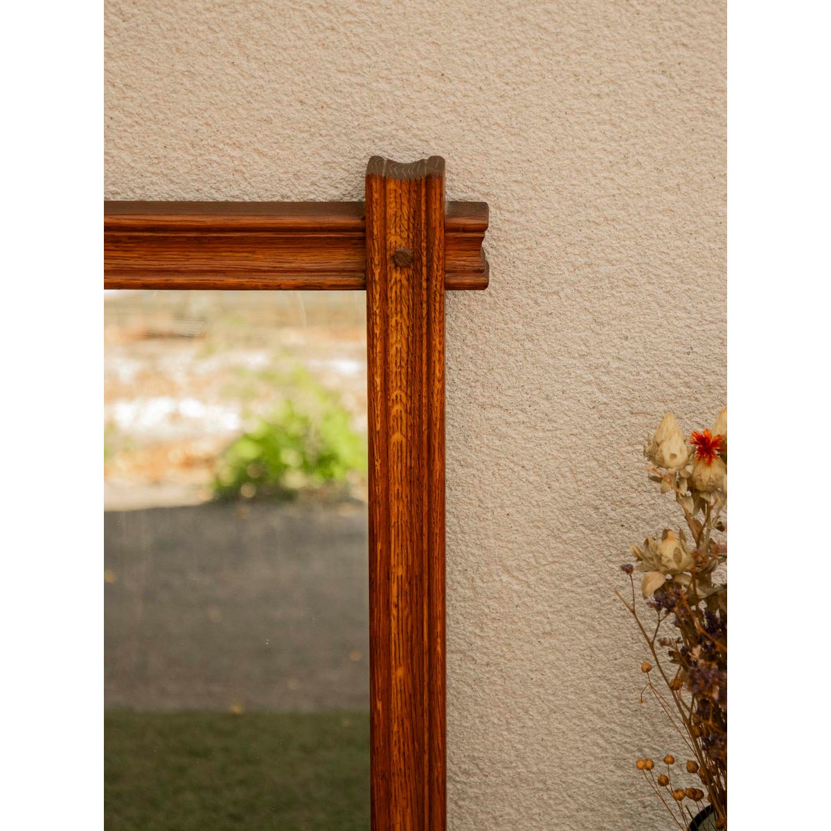Miroir en bois massif aux allures brutalistes Igor N°1084 - Bon état bois foncé, DEBONGOUT