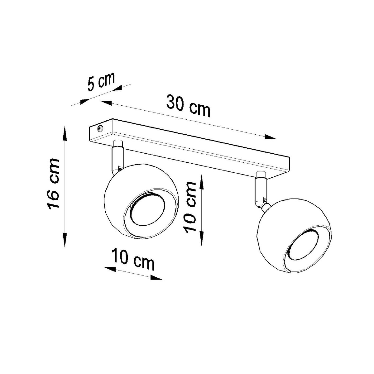 Plafonnier Acier Blanc GU10 2 Oculare blanc, EDEN