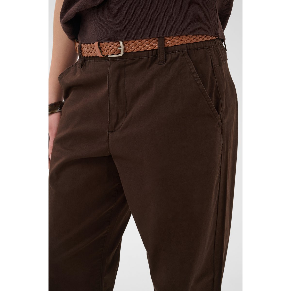 Pantalon casual marron java, CREAM
