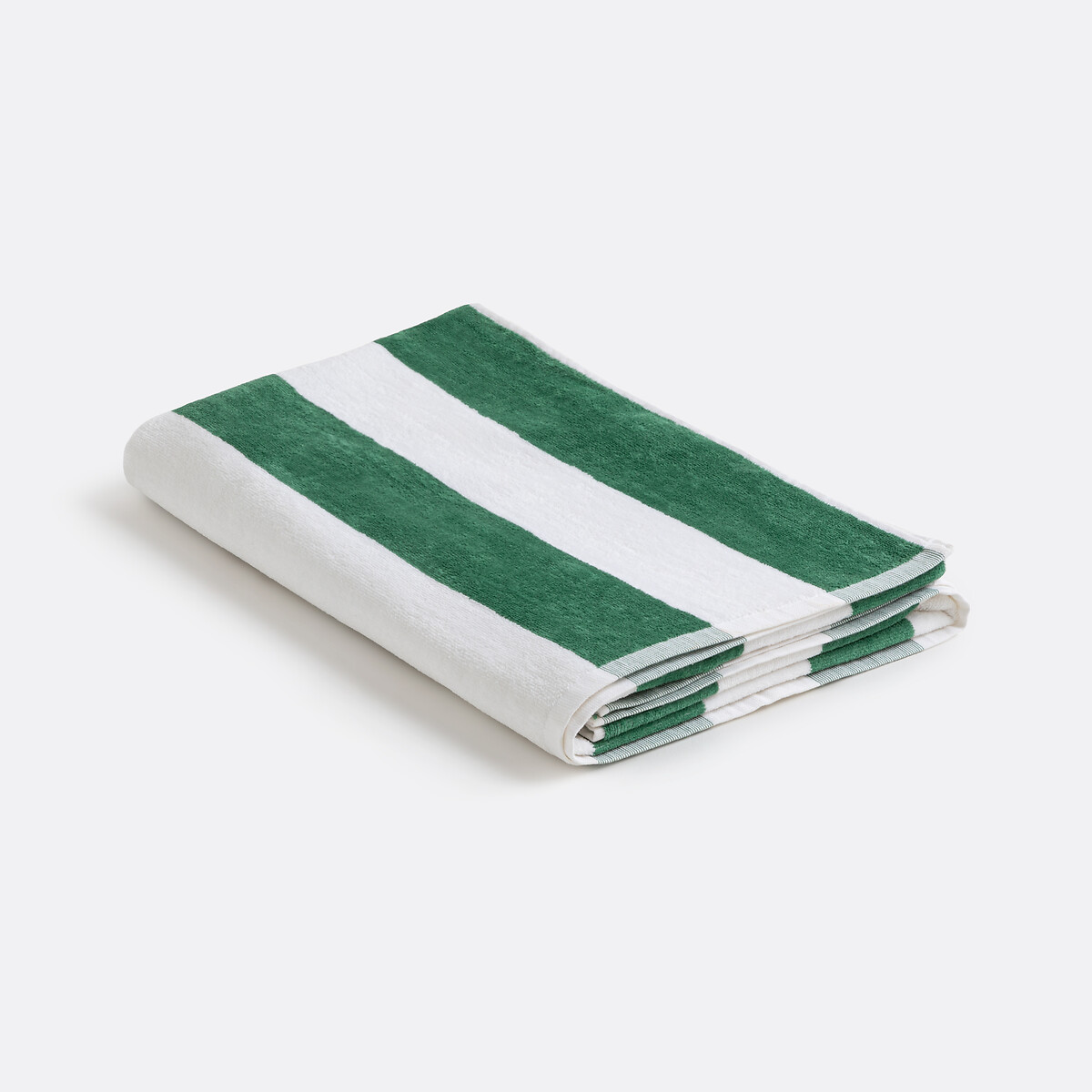 Hendaye Striped Velour Beach Towel green/white, LA REDOUTE INTERIEURS
