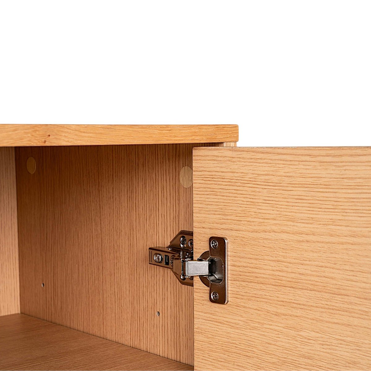 Meuble TV 2 portes effet rainuré décor clair ASSENS bois naturel, PIER IMPORT