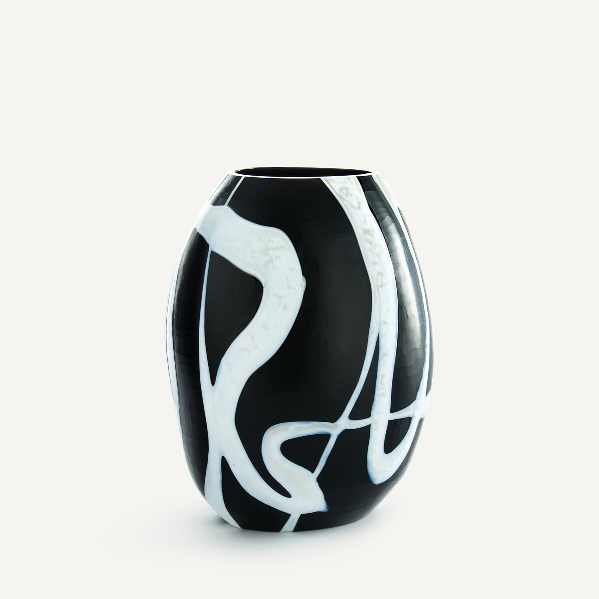 Vase en verre soufflé à la bouche, H26,5 cm, Neza noir/blanc, AM.PM