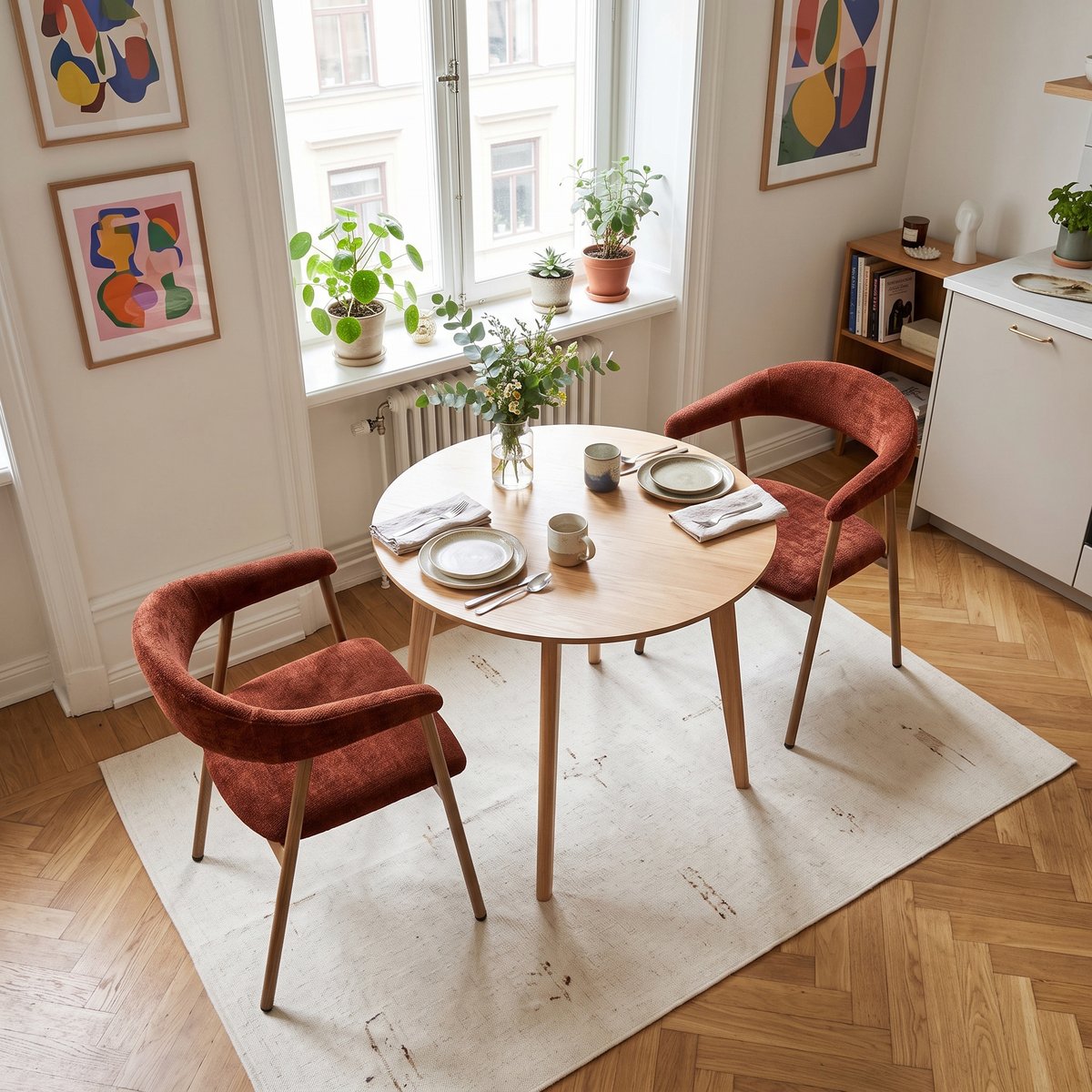Lot de 2 chaises de salle à manger fauteuil scandinave, BONNIE rouge, MEUBLES COSY
