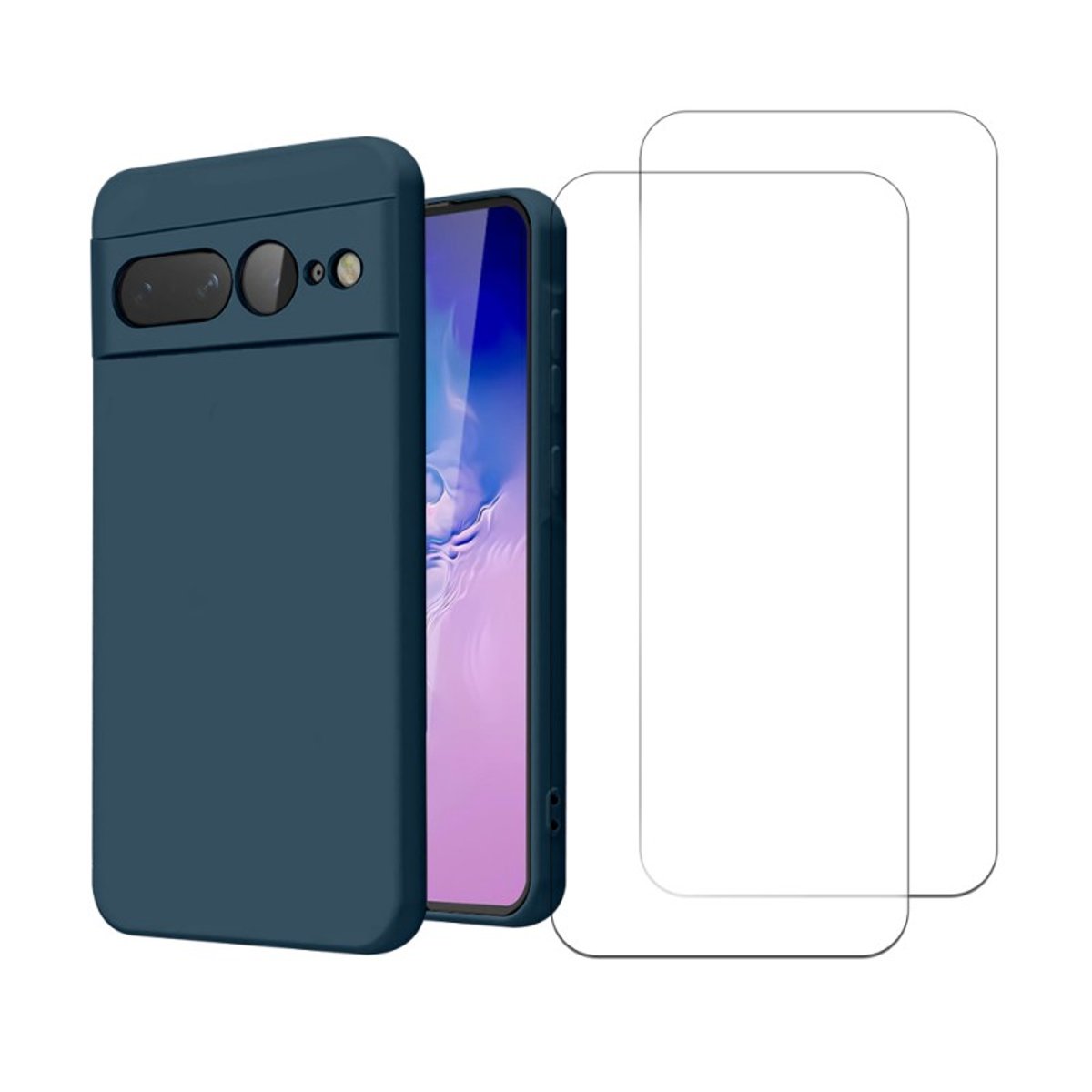 Coque Pixel 7 Pro antichoc + 2 vitres bleu, EVETANE