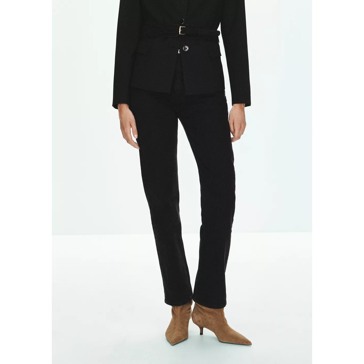 Jean slim taille haute black denim, MANGO