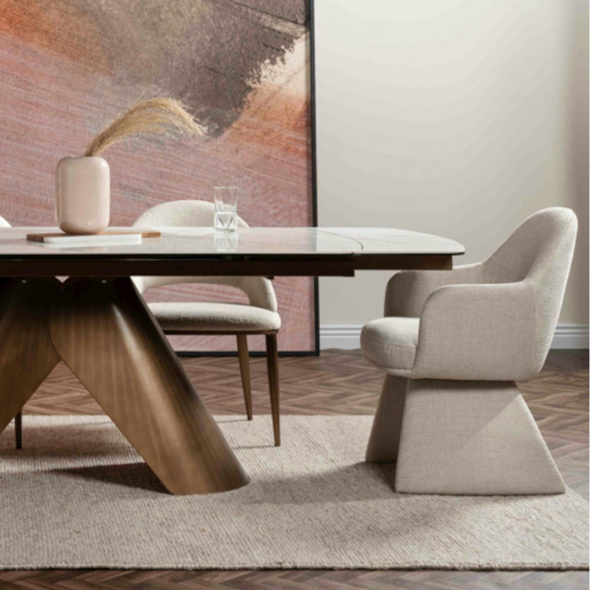 Fauteuil de table beige à assise rembourrée (lot de 2) TREVI beige, PIER IMPORT