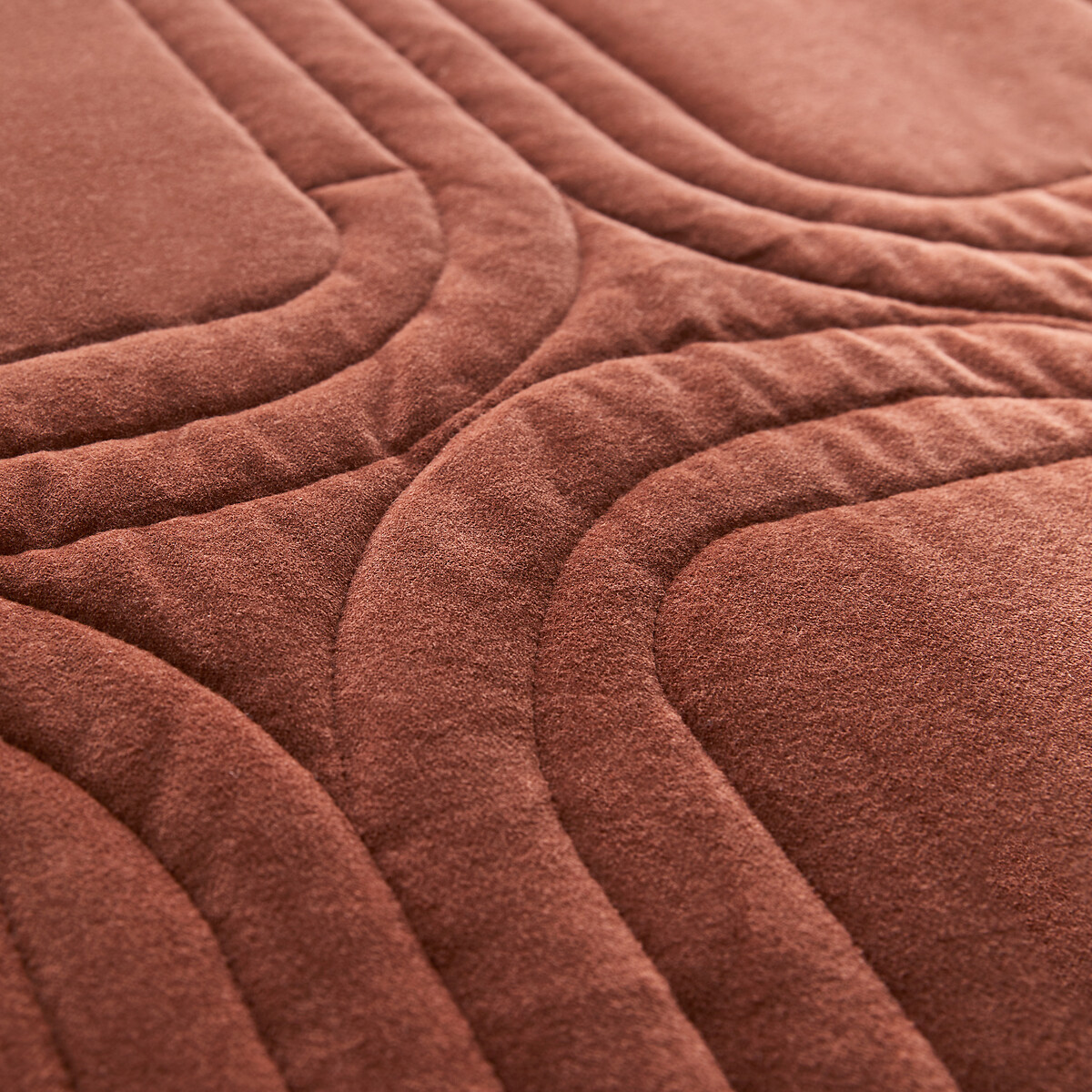 Kussenhoes in katoenfluweel 65x65cm, Honorine terracotta , LA REDOUTE INTERIEURS