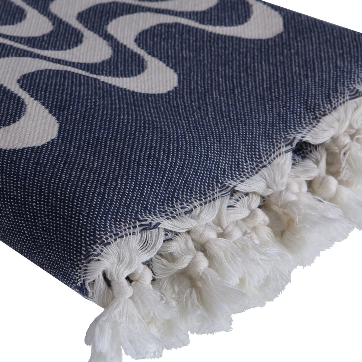 Fouta jacquard coton CABANA bleu marine, FEBRONIE