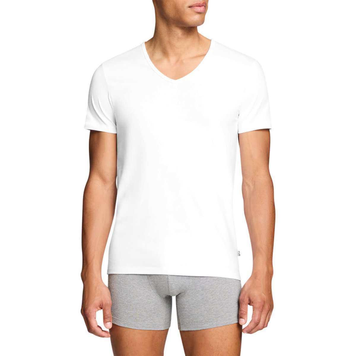 Lot de 2 t-shirts en coton blancs à coupe droite et de cols en v blanc, LEVI'S