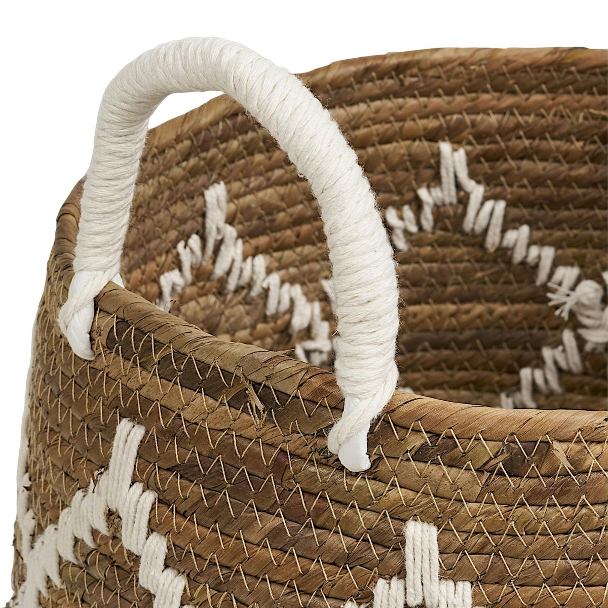 Panier de rangement à anses en fibre naturelle tressée motif losange (lot de 2) beige, PIER IMPORT