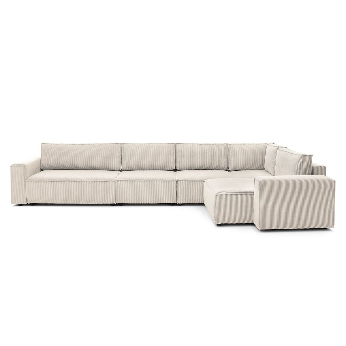 Canapé modulable 6 places en velours côtelé, NIHAD beige, BOBOCHIC