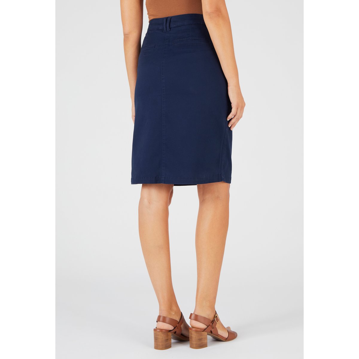 Jupe droite gabardine bleu marine, DAMART