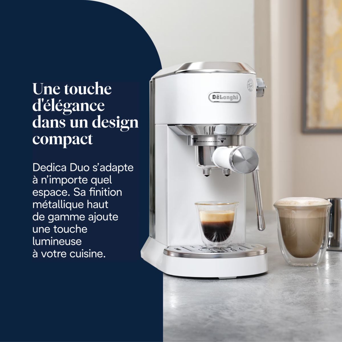 Machine à expresso EC890.WI Dedica Duo Blanche couleur unique, DELONGHI
