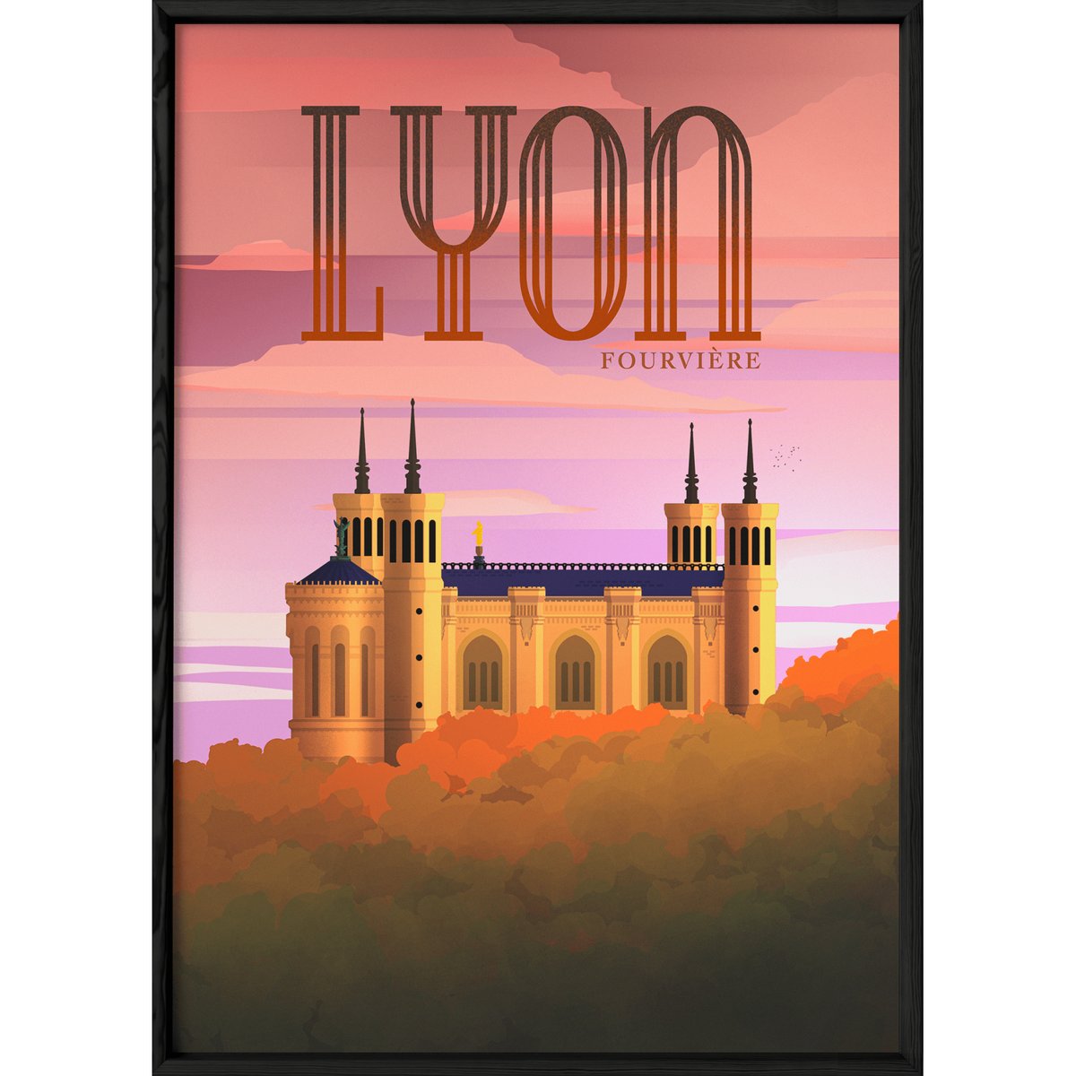Affiche ville Lyon Fourvière 2 blanc, L'AFFICHERIE