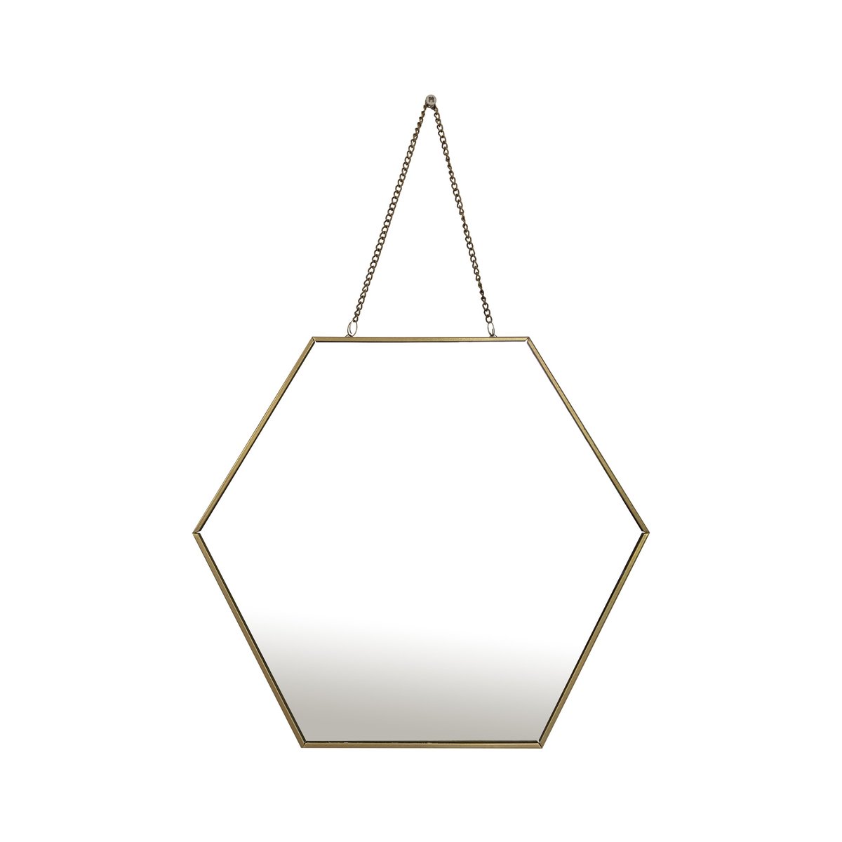 Miroir hexagonal avec chaînette en métal 30x26cm or, EMDE