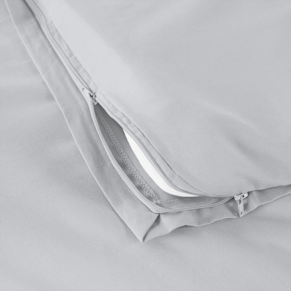 Housse de couette zippée, en percale de coton, 80 fils, Scénario gris perle, LA REDOUTE INTERIEURS