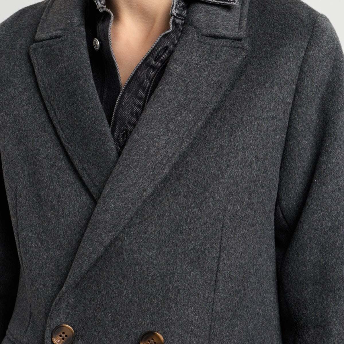 Manteau Long Croisé gris foncé chine, PEPE JEANS