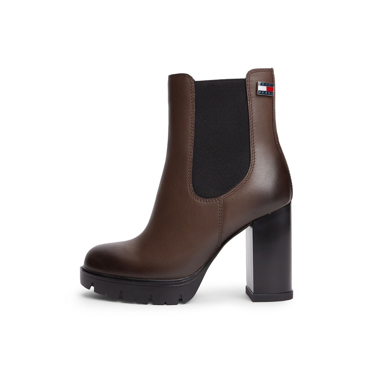 Bottines en cuir à hauts talons marron, TOMMY HILFIGER