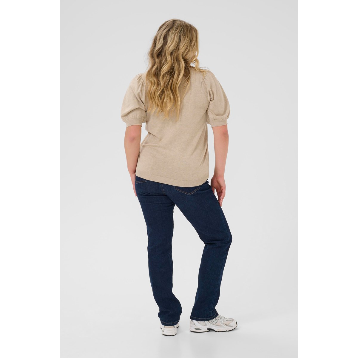 Knitted pullover beige feather gray melange, KAFFE CURVE