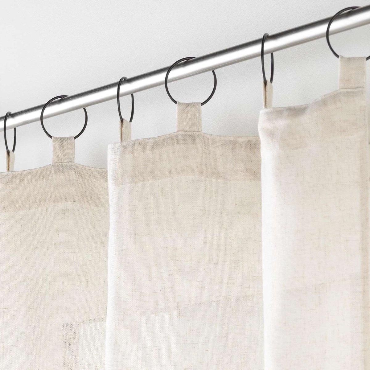 Rideau à anneaux en polyester et lin ALTURAS beige, TOILINUX