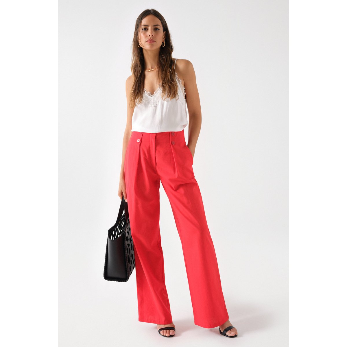 TOP EN SATIN AVEC DÉTAILS EN DENTELLE blanc, SALSA JEANS