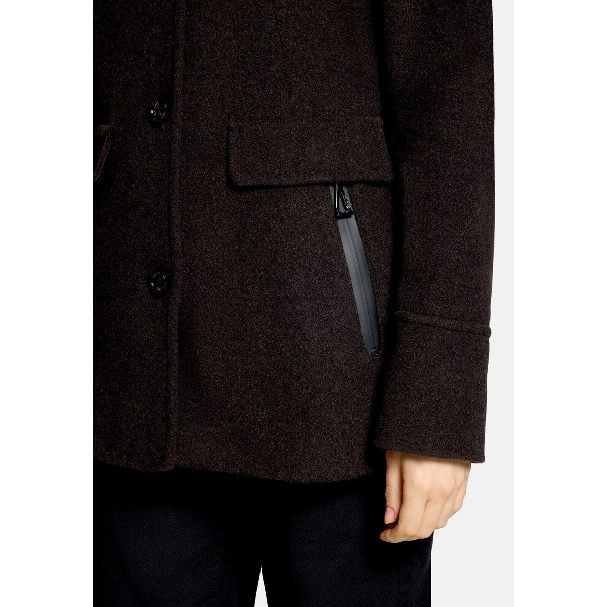 Veste en laine à capuche dark brown melange, GIL BRET