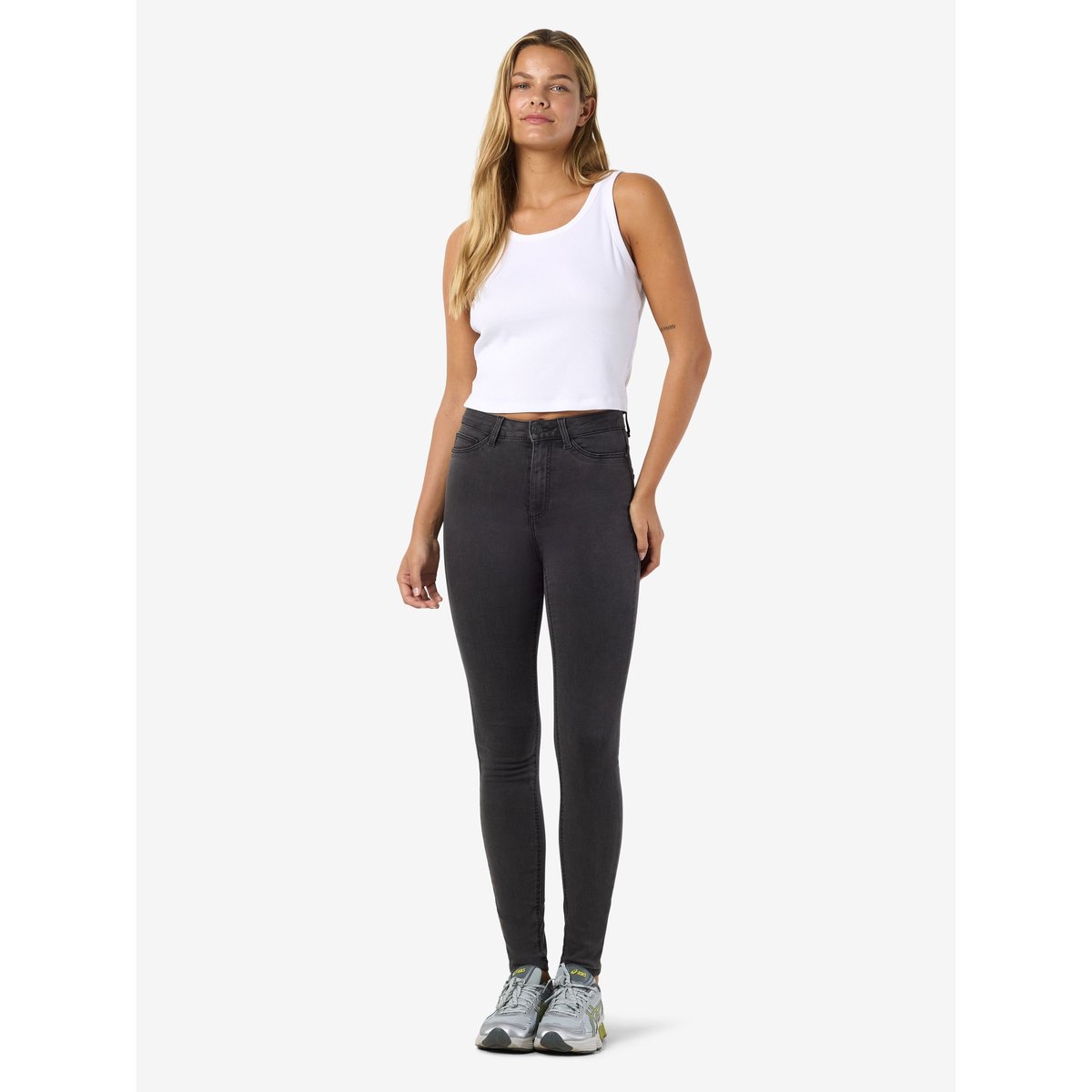 Jean Skinny, taille haute dark grey denim, NOISY MAY