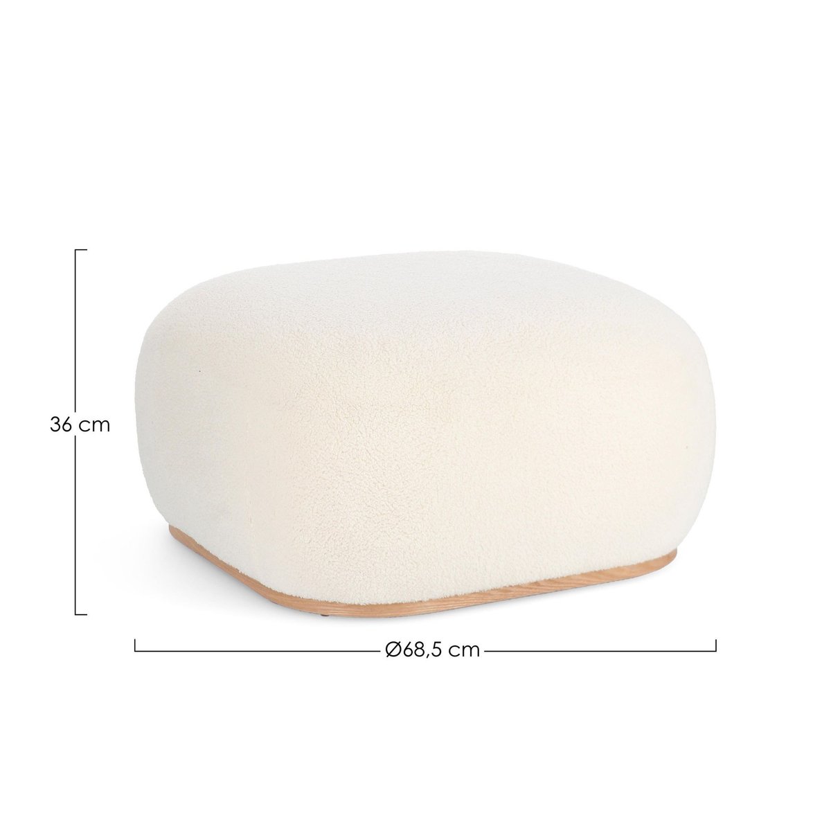 Pouf carré bouclette blanc ivoire L68 - STRATUS blanc, HELLIN, DEPUIS 1862