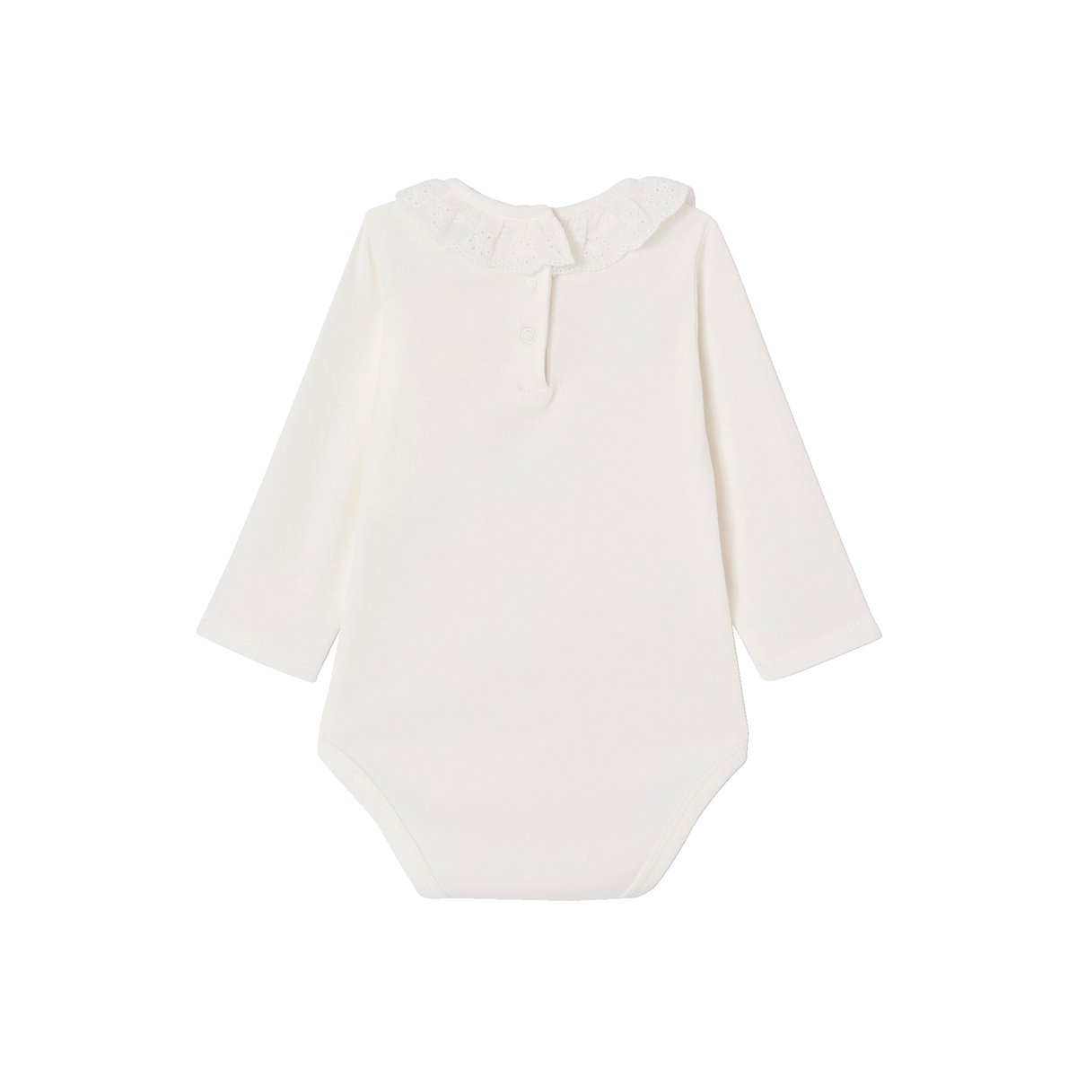 Body bébé col en broderie anglaise manches longues écru, VERTBAUDET