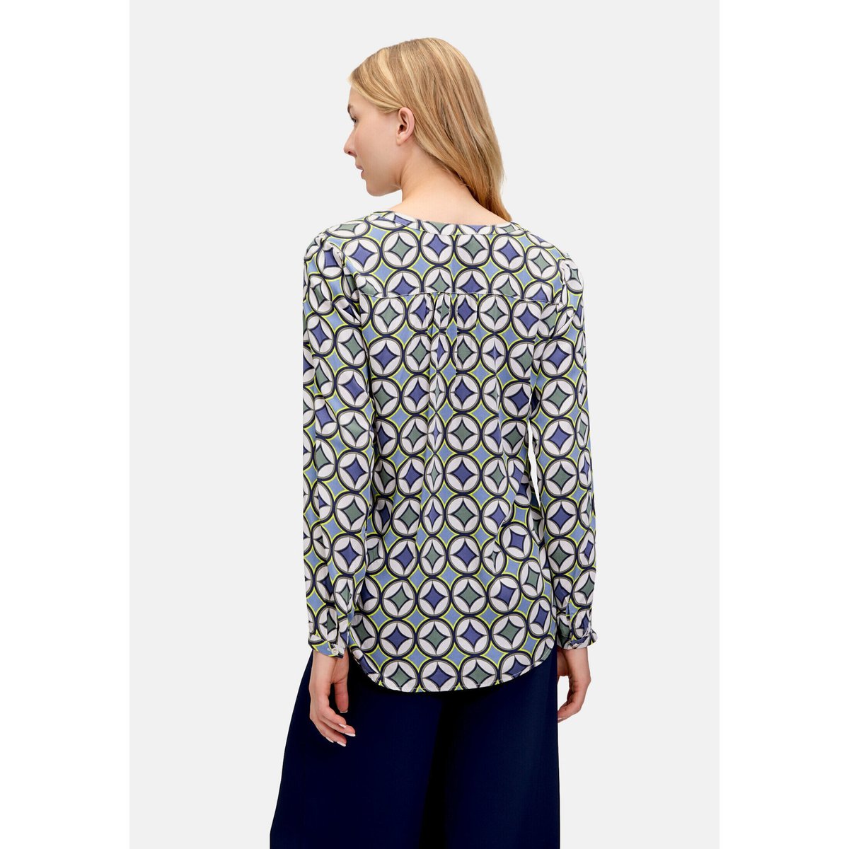 Blouse casual à boutons bleu/vert, CARTOON