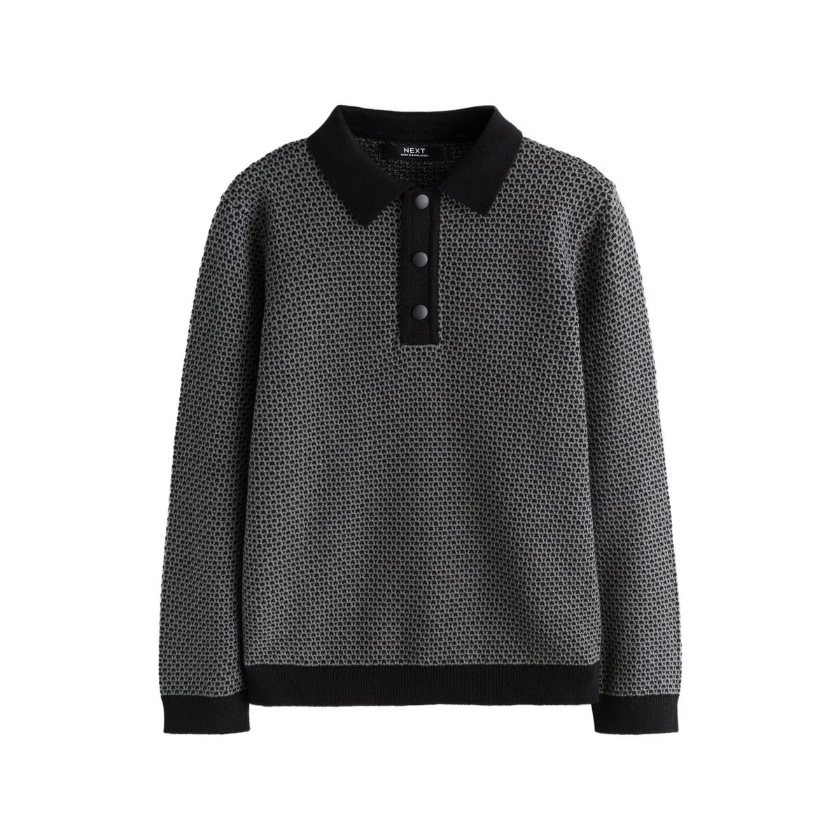 Polo en maille avec bouton-pression au col monochrome, NEXT
