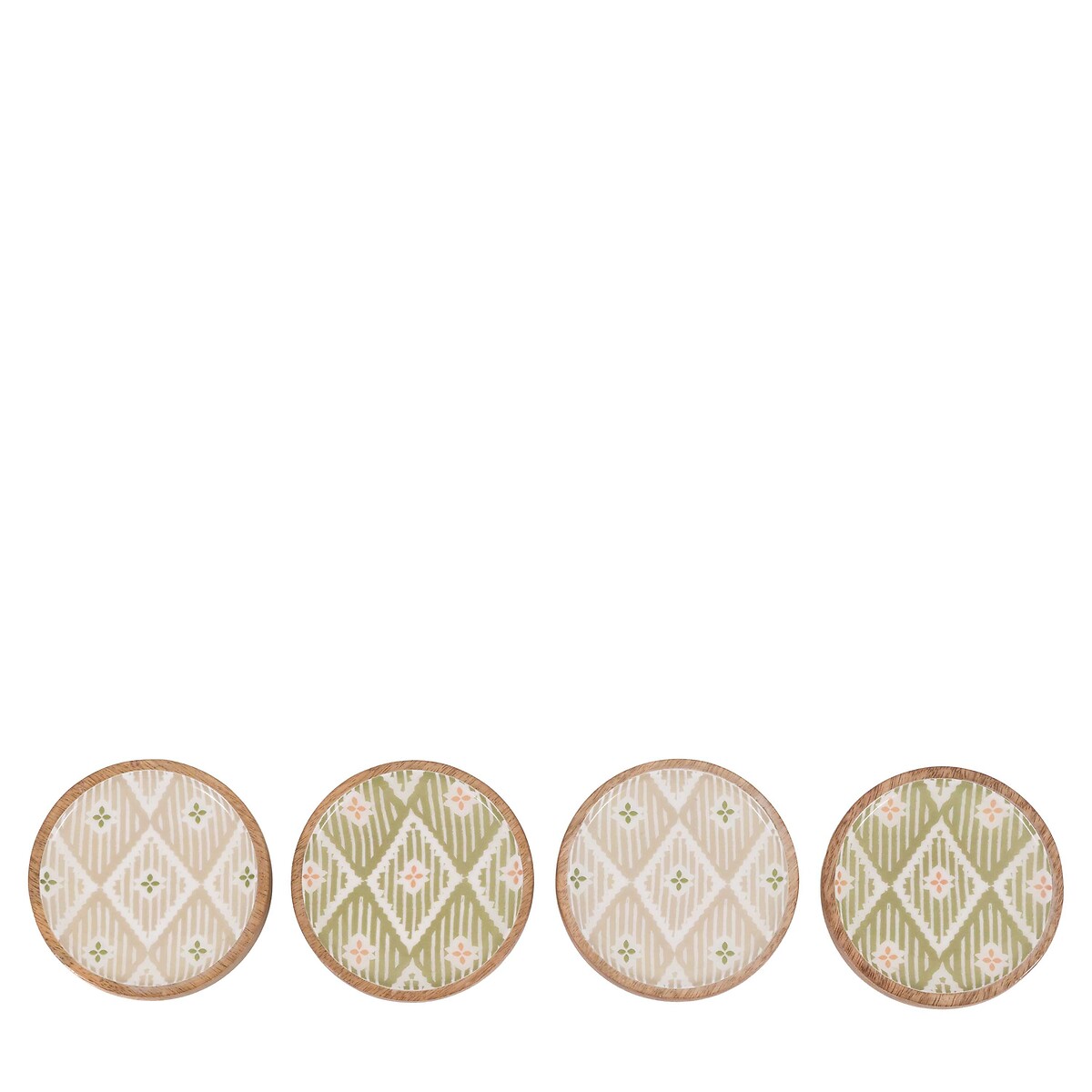Set of 4 Paterned Wooden Coasters Set natural, ÉDITÉ