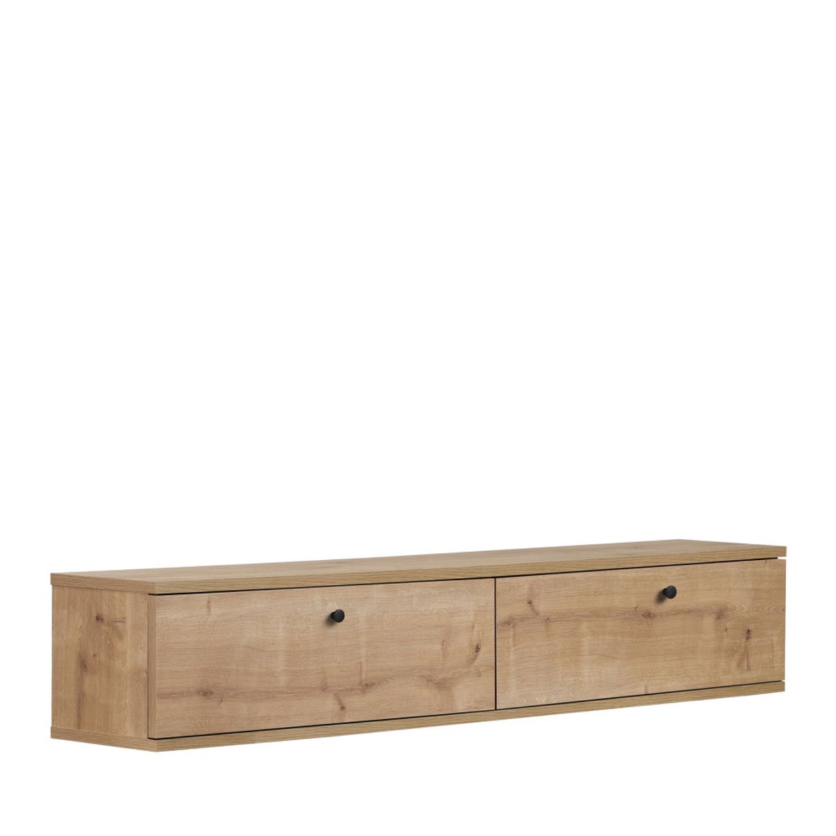 Meuble tv suspendu 2 portes en bois L140cm- YARA bois clair, DRAWER