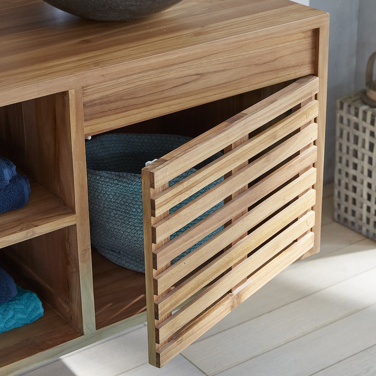 Meuble de salle de bain en teck massif 160 cm RIO naturel, BERAH GETAH