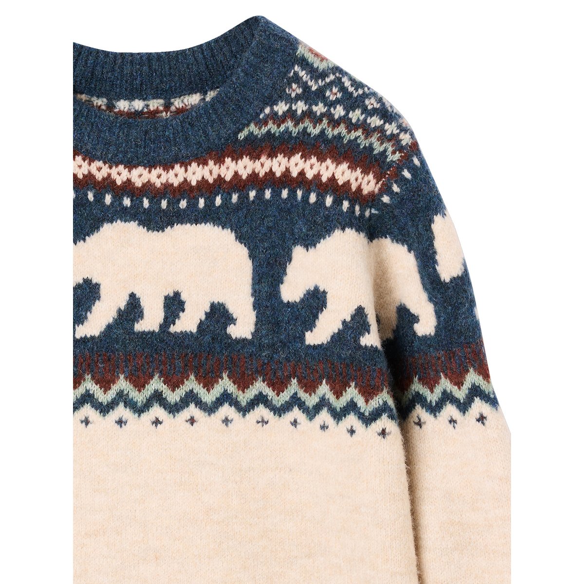 Pull jacquard manches longues blanc chiné, VERTBAUDET