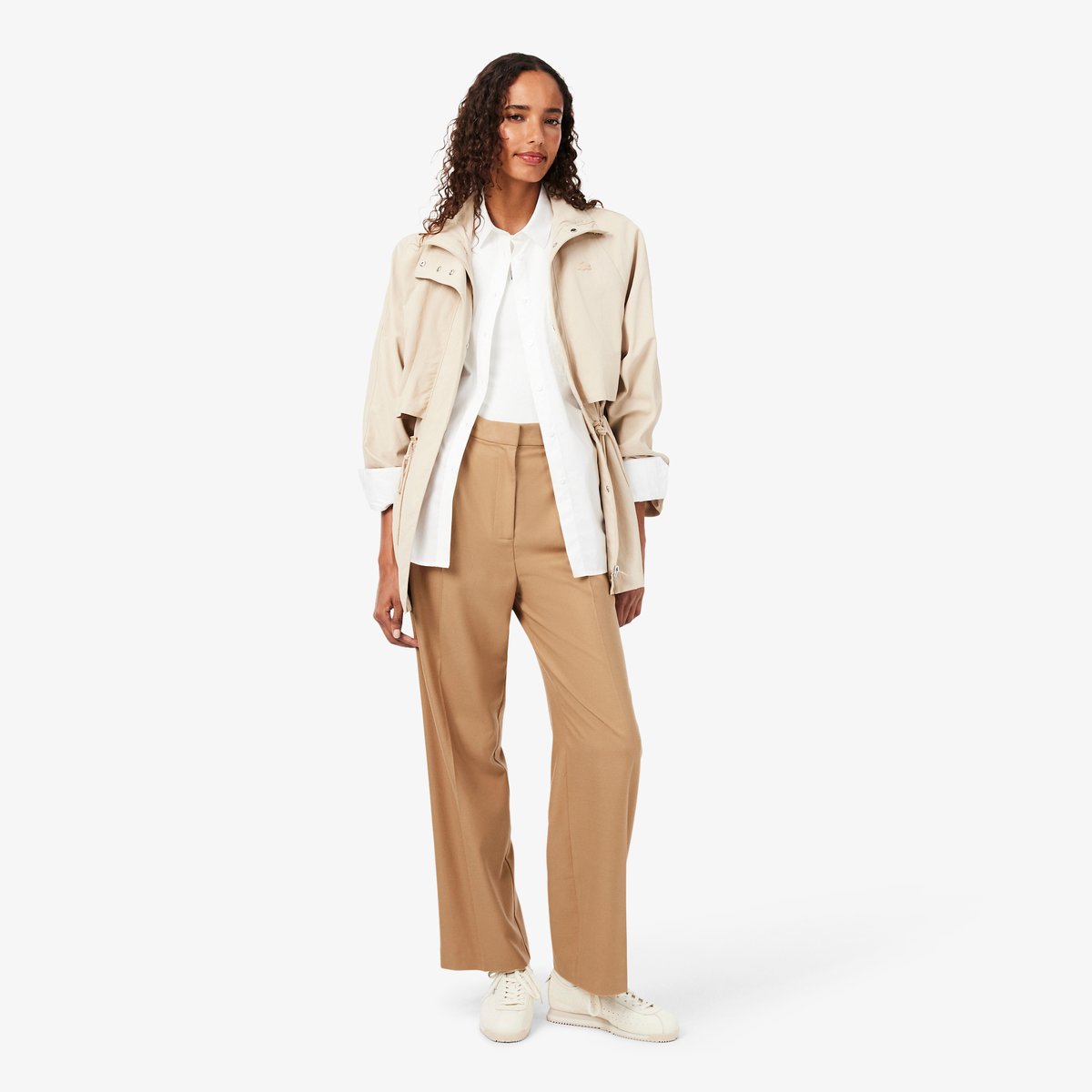 Pantalon à plis flanelle oversize marron-six, LACOSTE