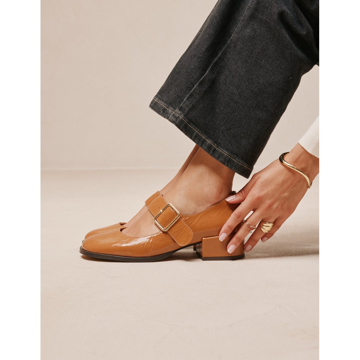 Escarpins AMARI cuir plissé camel, ODAJE