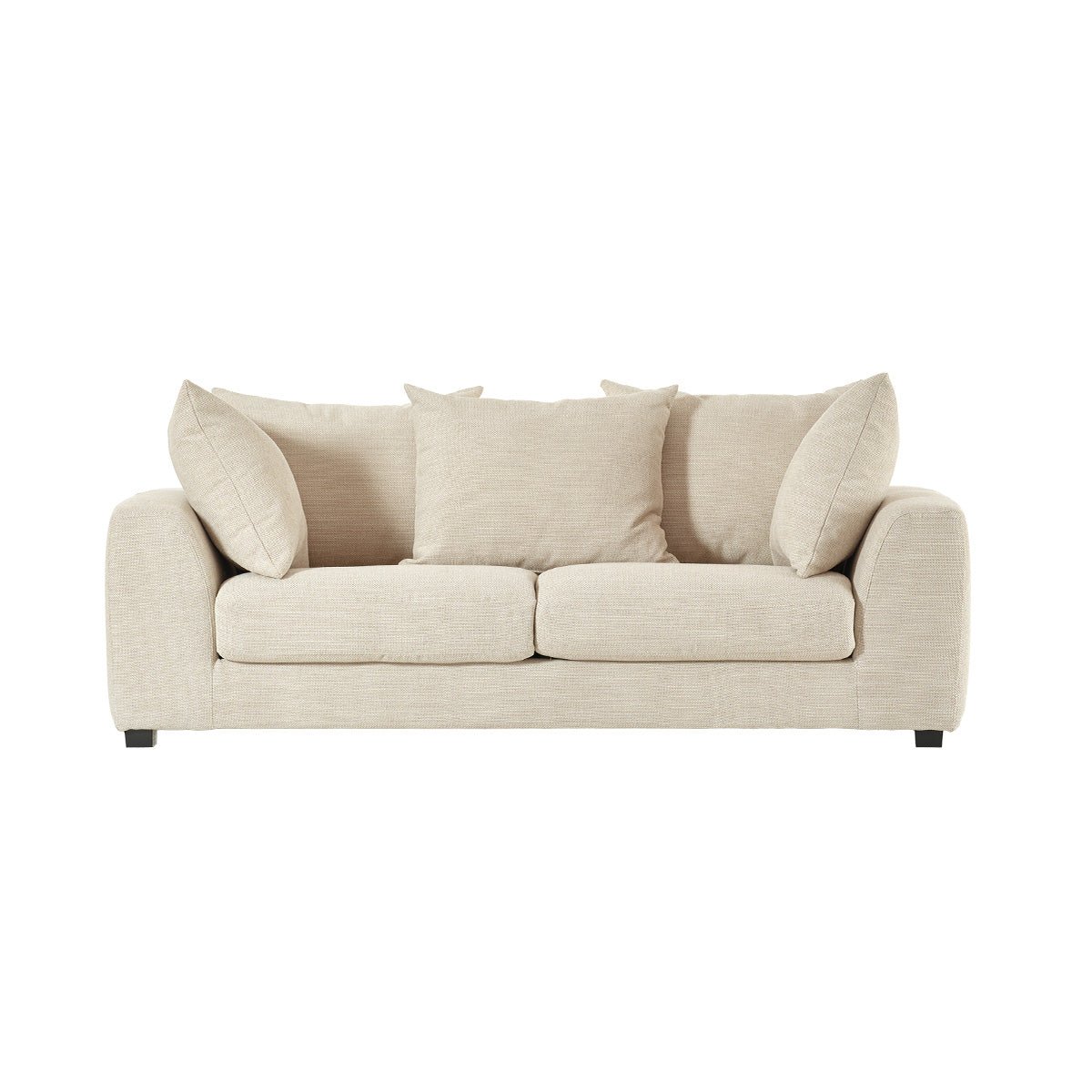 Canapé convertible 3 places en tissu texturé   EDMOND beige chiné, BERAH GETAH