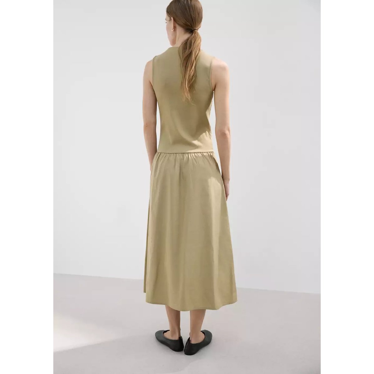 Robe combinée coton olive, MANGO