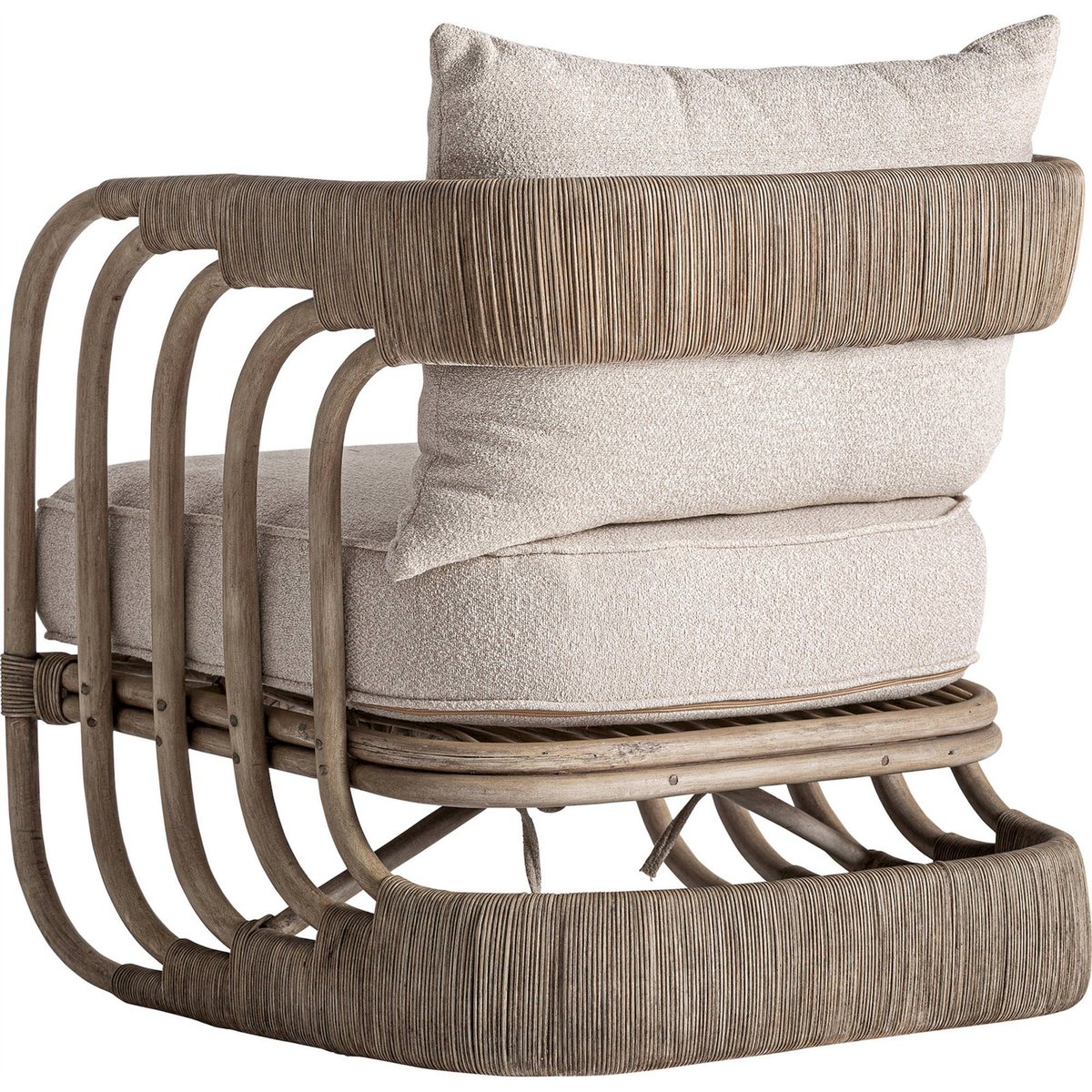 Fauteuil contemporain en rotin beige et rotin marron, RECOLLECTION