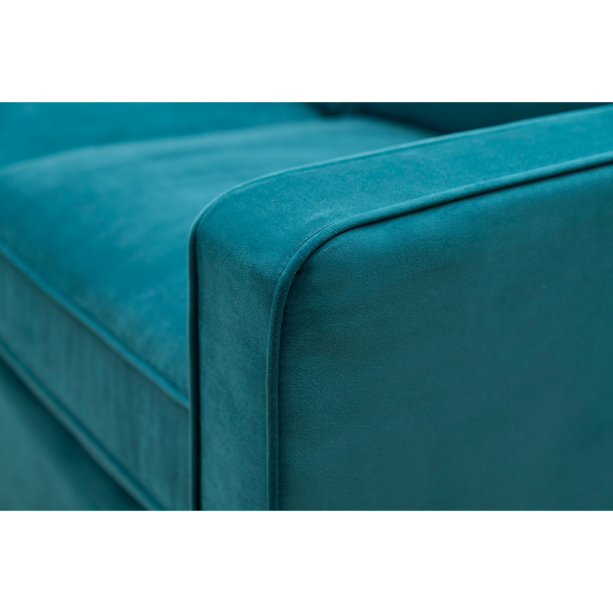 Canapé design 3 places en tissu velours bleu pétrole et bois noir BROOKLYN bleu canard, MILIBOO