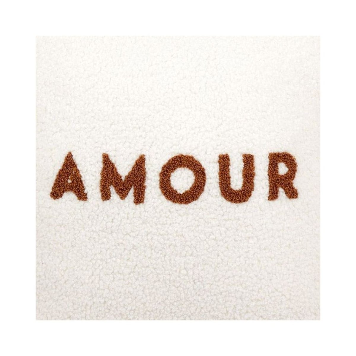 Housse de coussin 40x40 bouclette Amour blanc, DECORATIE